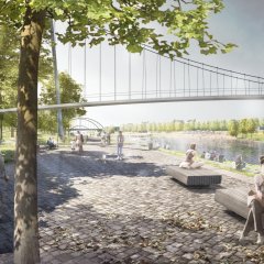 Skizze der geplanten Weserpromenade: Platz an der Baustaumündung